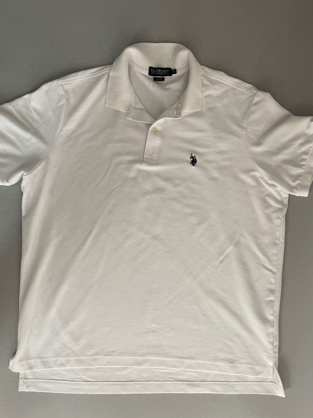 U.S. Polo Assn White Polo Shirt Mens XL Performance Pique Short Sleeve